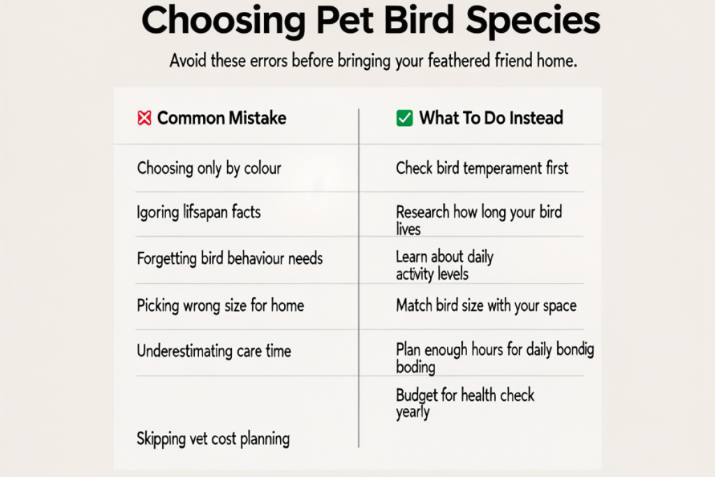 Common Mistakes When Choosing Pet Bird Species